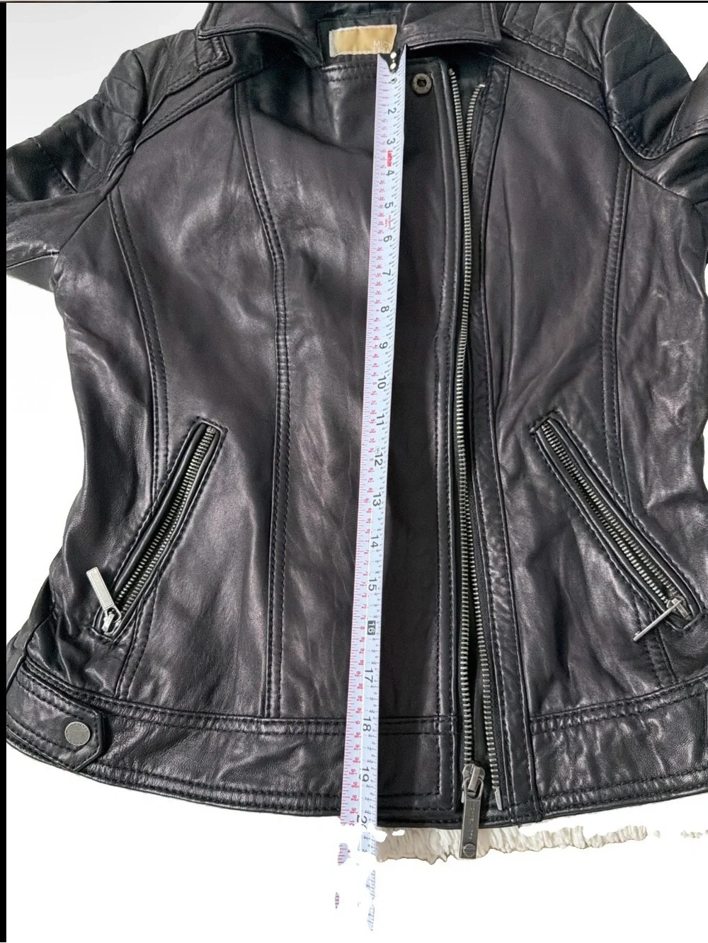 Michael Khor Women's Black Leather Moto Jacket Med